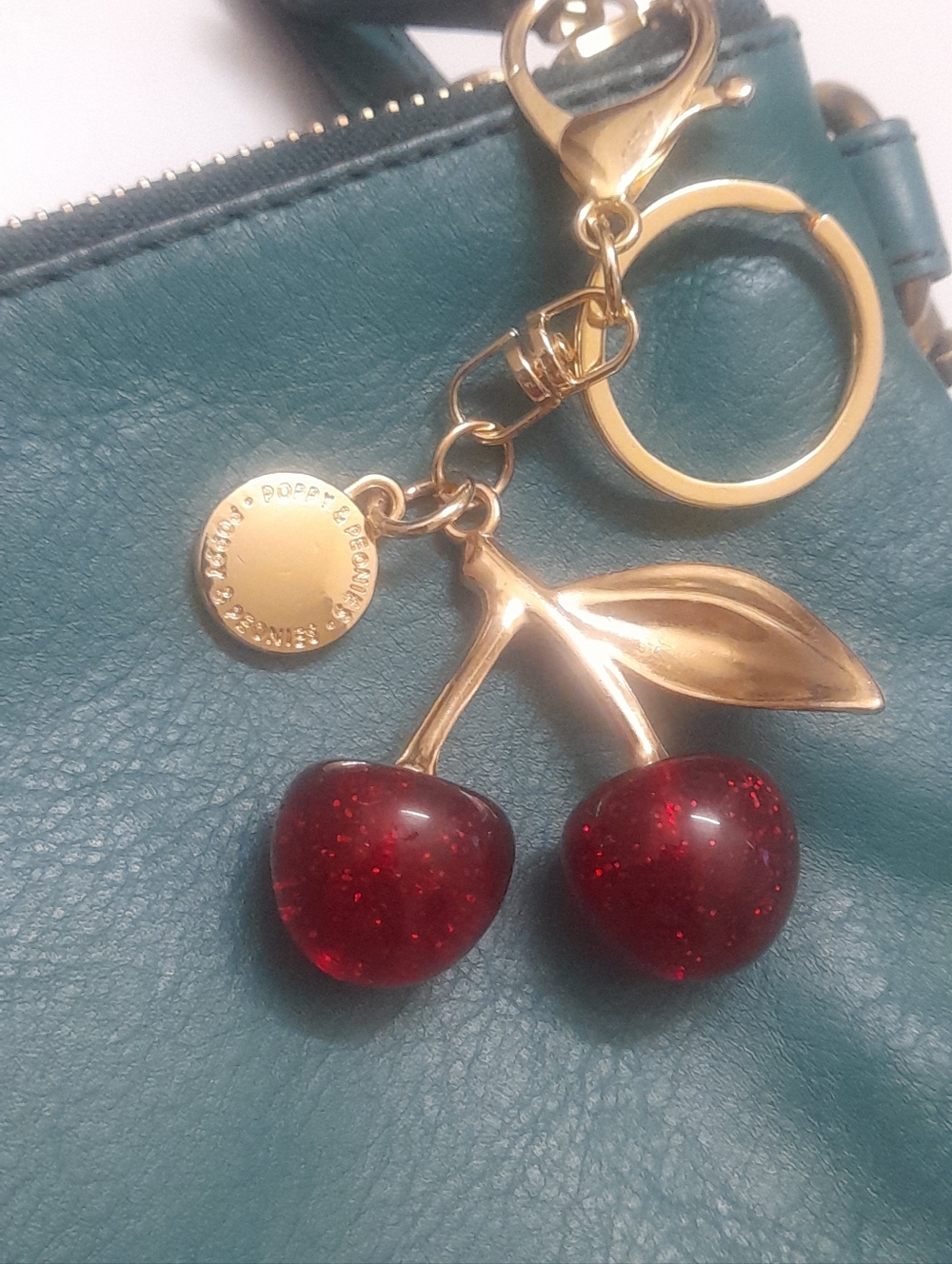 Poppy & Peonies Cherry Bag Charm Keychain Set